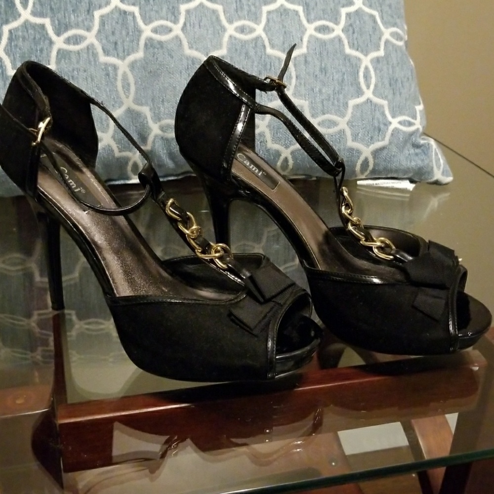 Cami T-Strap Suede Heels